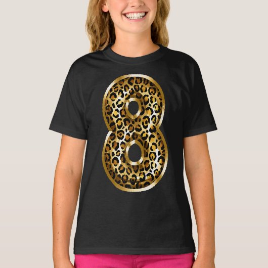 8e verjaardag Gift Leopard Animal Print Kinder ach T-shirt (Voorkant)