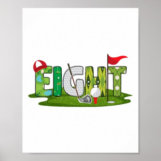 8e verjaardag golfthema 8 jaar oude Kinder sport d Poster (Voorkant)