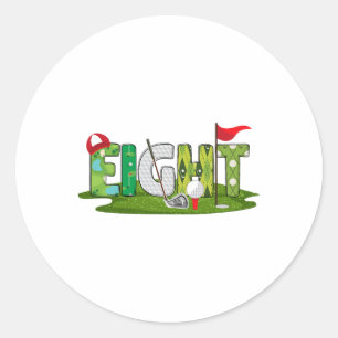 8e verjaardag golfthema 8 jaar oude Kinder sport d Ronde Sticker