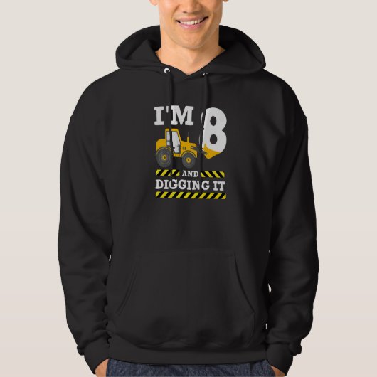 8e verjaardag graafmachine Ik ben 8 graven het Con Hoodie (Voorkant)