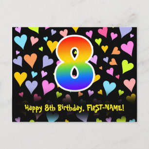 8e verjaardag: Hartjes patroon, Regenboog 8 Briefkaart
