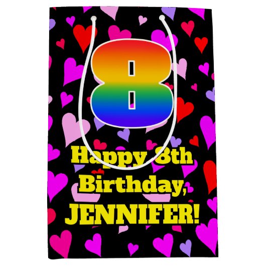 8e verjaardag: Het liefhebbende Kunstpatroon van d Medium Cadeauzakje (Voorkant)