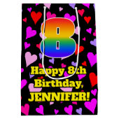 8e verjaardag: Het liefhebbende Kunstpatroon van d Medium Cadeauzakje (Achterkant)