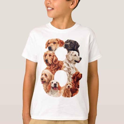 8e verjaardag hond puppy thema 8 jaar oude Kinder  T-shirt (Voorkant)