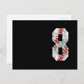 8e verjaardag honkbal grote nummer acht 8 jaar oud briefkaart (Voorkant / Achterkant)