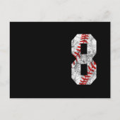 8e verjaardag honkbal grote nummer acht 8 jaar oud briefkaart (Voorkant)
