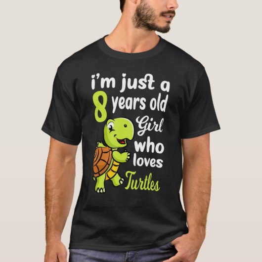 8e verjaardag houdt van haar schildpad t-shirt (Voorkant)