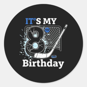 8e verjaardag IJshockey Verjaardagsjongen voor 8 j Ronde Sticker