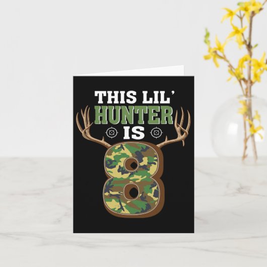 8e Verjaardag Jacht Herten 8 Jaar Oude Jager Kaart (Gele Bloem)