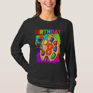 8e verjaardag jongen kunst schilderij B dag 8 jaar T-shirt