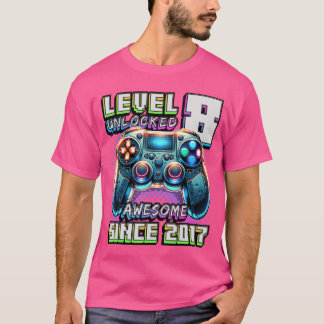 8e verjaardag jongen niveau 8 gamer 8 jaar videoga t-shirt