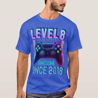8e verjaardag jongen niveau 8 ontgrendeld gamer ve t-shirt