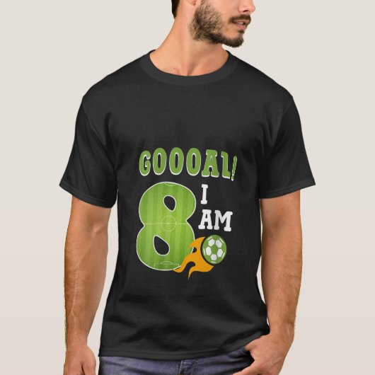 8e verjaardag jongen voetbal ik ben 8 jaar oud gra t-shirt (Voorkant)