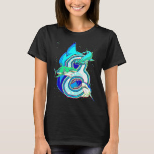 8e verjaardag jongens haai 8 jaar oud oceaan haai t-shirt