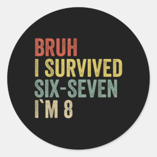 8e verjaardag jongensoutfit 8 jaar oud zes zeven b ronde sticker