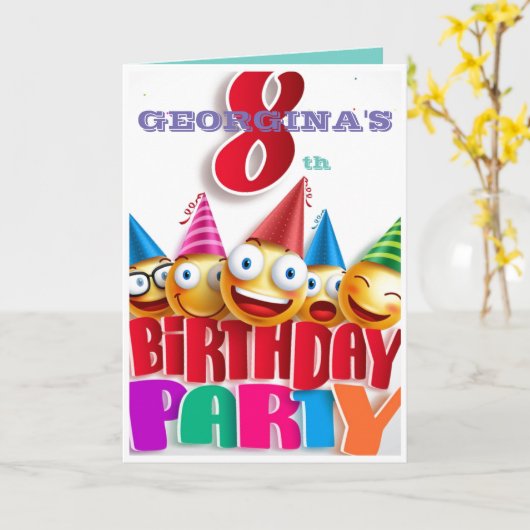 8e verjaardag Kaart Boy of Girl aanpassen (Gele Bloem)