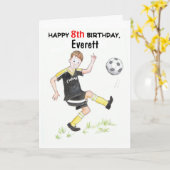 8e verjaardag Kaart te personaliseren - Voetballer (Gele Bloem)