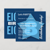 8e verjaardag KINDER 8 jaar oude Big Blue Star K08 Kaart (Voorkant / Achterkant)