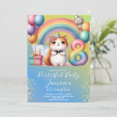 8e verjaardag Kitten Regenboog Feest Kaart (Staand voorkant)