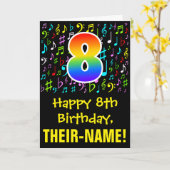 8e verjaardag: Kleurrijke muziek symbolen + Regenb Kaart (Gele Bloem)