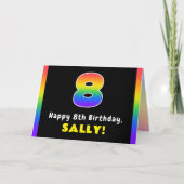 8e verjaardag: kleurrijke regenboog # 8, aangepast kaart (Voorkant)