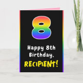 8e verjaardag: kleurrijke regenboog # 8, aangepast kaart (Voorkant)