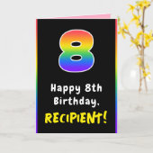 8e verjaardag: kleurrijke regenboog # 8, aangepast kaart (Gele Bloem)