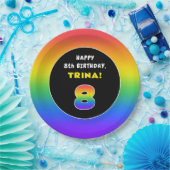 8e verjaardag: kleurrijke regenboog # 8, aangepast papieren bordje (Feest)