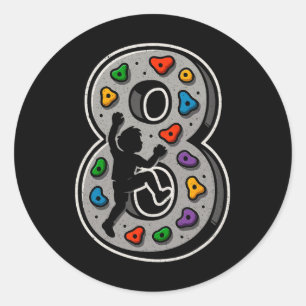 8e verjaardag Klimmen Jongen Meisje Klimwand Bould Ronde Sticker