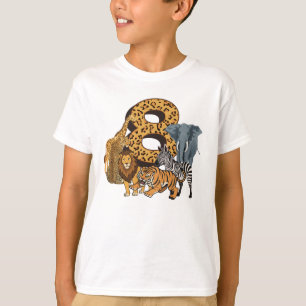 8e verjaardag Leeuw, Tijger, Olifant, Zebra verjaa T-shirt