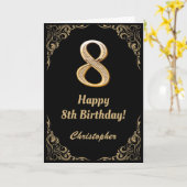 8e verjaardag Lijst zwarte en goudglitter Kaart (Gele Bloem)