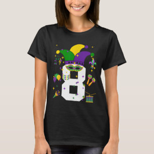 8e Verjaardag Mardi Gras Themd 8 Jaar Old Boys Kin T-shirt