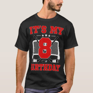 8e verjaardag meisje ijshockey thema 8 jaar oud t-shirt