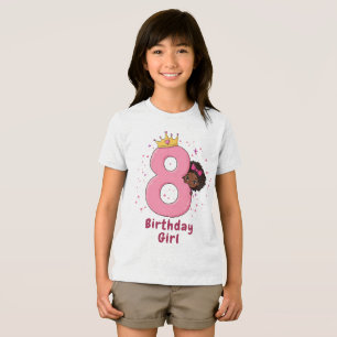 8e Verjaardag Meisje met Kroon en Roze Nummer Tri-Blend Shirt