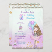 8e verjaardag meisje prinses cupcake ballonnen kaart (Voorkant / Achterkant)