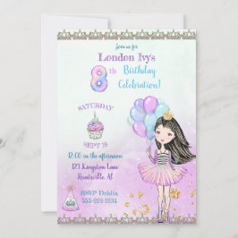 8e verjaardag meisje prinses cupcake ballonnen kaart