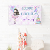 8e verjaardag meisje prinses lavendel turquoise spandoek (Insitu)