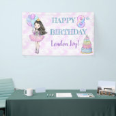 8e verjaardag meisje prinses lavendel turquoise spandoek (Beurs)