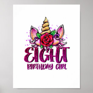 8e Verjaardag Meisje Shirt 8 Jaar Oud Meisje Verja Poster