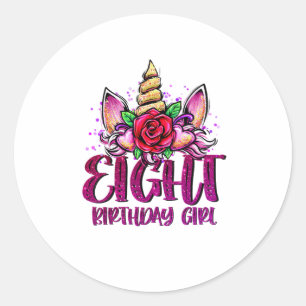 8e Verjaardag Meisje Shirt 8 Jaar Oud Meisje Verja Ronde Sticker