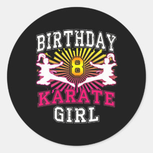 8e Verjaardag Meisje Spul - Karate 8 jaar oud Kind Ronde Sticker