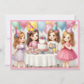 8e verjaardag meisjes roze ballonnen uitnodiging (Achterkant)