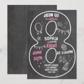 8e verjaardag meisjesbord Nummer roze Kaart (Voorkant / Achterkant)