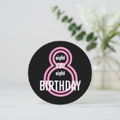 8e verjaardag Moderne roze en zwarte W689B3 Kaart (Staand voorkant)