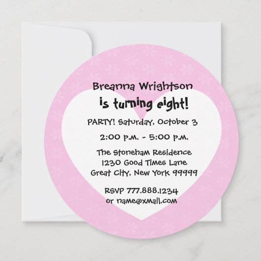 8e verjaardag Moderne roze en zwarte W689B3 Kaart (Achterkant)