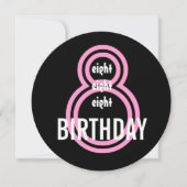 8e verjaardag Moderne roze en zwarte W689B3 Kaart (Voorkant)