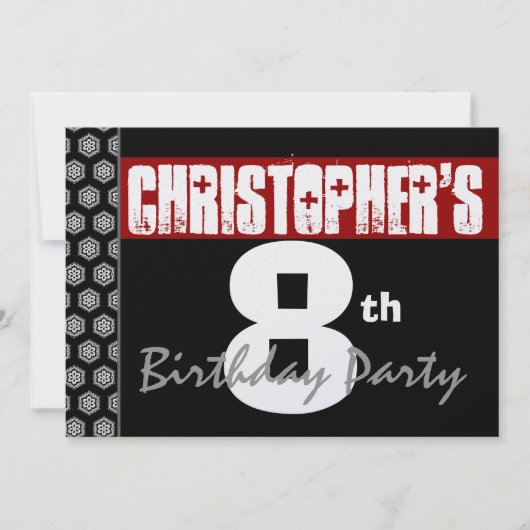 8e verjaardag Moderne voor im Red White Black W193 Kaart (Voorkant)