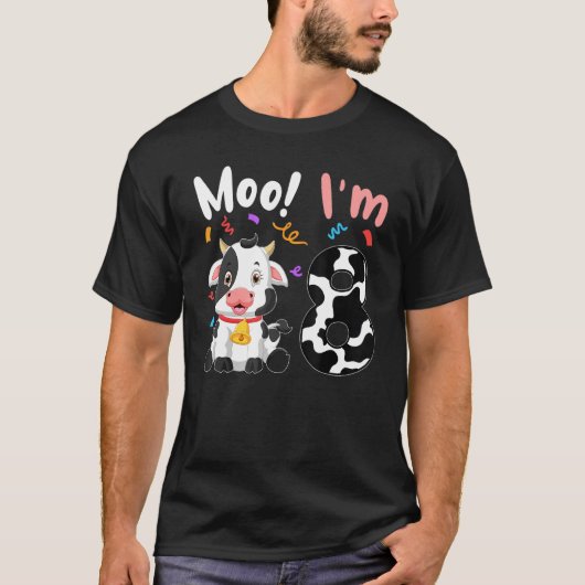 8e verjaardag Moo I'm 8 Koe Boerderij Animal Barny T-shirt (Voorkant)