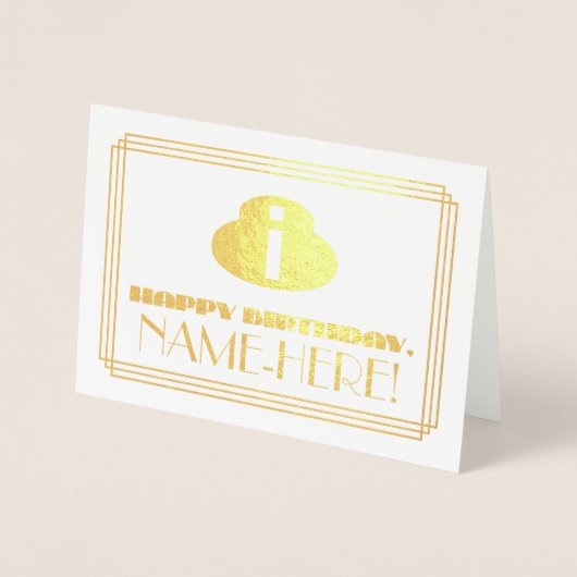 8e verjaardag; naam + Art Deco Geïnspireerde look  Folie Kaarten (Voorkant)