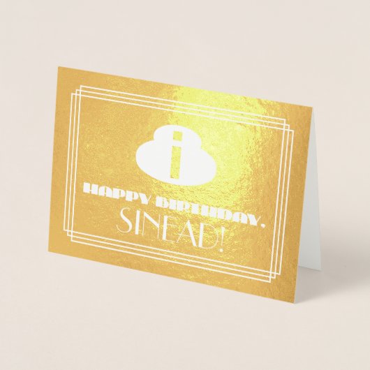 8e verjaardag: Naam + Art Deco geïnspireerde vorm  Folie Kaarten (Voorkant)